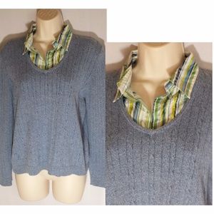 Alfred Dunner Layered Sweater Blue Pullover